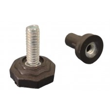 12051 - PÉ NIVELADOR DE PLÁSTICO 21MM COM BUCHA E PARAFUSO 1/4 X 3/4