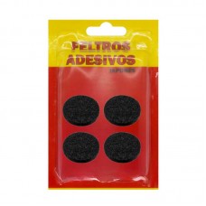 18418 - FELTRO ADESIVO DE LÃ REDONDO PRETO 45MM CARTELA 4 PEÇAS OVERTIME