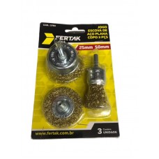 21581 - ESCOVA DE AÇO PARA FURADEIRA COM 3 PEÇAS FERTAK 2793 