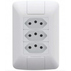 22427 - CONJUNTO ARIA 4X2 DE 3 TOMADAS (2P+T) 10A BRANCO TRAMONTINA 57241/076