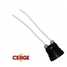 22547 - SOQUETE E-27 COM RABICHO TERMOPLÁSTICO PRETO CERGE 345