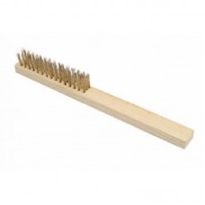 15189 - ESCOVA DE AÇO LATONADO 6 FILEIRAS COM CABO DE MADEIRA COMPEL