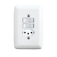 11-0809 - MÓDULO DE 2 INTERRUPTORES PARALELO + TOMADA(2P+T) 10A BRANCO ILUMI 20300/0