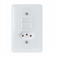 11-1014 - CONJUNTO DE 2 INTERRUPTORES SIMPLES + 1TOMADA(2P+T) 10A BRANCO ILUMI 20210