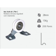 17959 - KIT ROLDANA CONCAVA 1 RODA SUPORTA ATÉ 30KG PERFIL RJR2-05