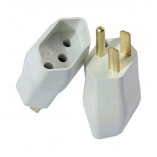 11005 - PINO ADAPTADOR MACHO (2P+T) E FEMEA 3 ENTRADAS REDONDAS BRANCO ILUMI 1224 