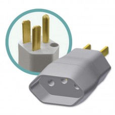 10299 - PINO ADAPTADOR MACHO (2P+T) E FEMEA 3 ENTRADAS REDONDAS CINZA ILUMI 1222 