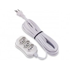 10960 - EXTENSÃO CABO PP 3 SAÍDAS 3X0,75MM² COM 5 METROS (2P+T) 10A BIVOLT BRANCA FC 25430