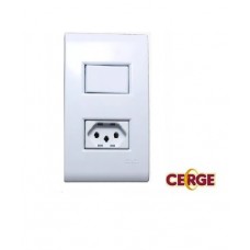 17307 - CONJUNTO 4X2 DE 1 INTERRUPTOR SIMPLES COM TOMADA (2P+T) 20A BRANCO CERGE 7038