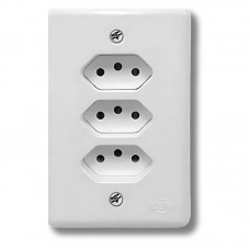 19164 - CONJUNTO 3 TOMADAS (2P+T) 10A BRANCO MONOBLOCO ILUMI 201201