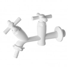 23575 - TORNEIRA PARA MÁQUINA DE LAVAR/TANQUE ABS MODELO CROSS BRANCA 1/2-3/4