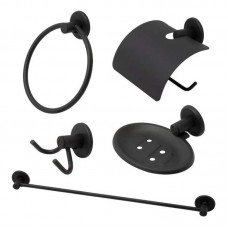 23604 - ACESSÓRIO PARA BANHEIRO LINHA STANDER METAL PRETO FOSCO KIT COM 5 PEÇAS GS METAIS