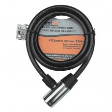 19500 - CADEADO P/BIKE CHAVE 1,20MT X 6MM PRETO BESTFER