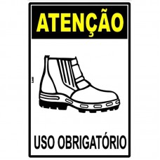 14738 - PLACA SINALIZACAO EPI ATENCAO USO OBRIGATORIO BOTA 20X30CM LOOK 2501