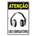 PLACA SINALIZACAO EPI ATENCAO USO OBRIGATORIO DE PROTETOR AURICULAR CONCHA 20X30CM LOOK 2506