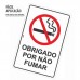 PLACA SINALIZAÇÃO OBRIGADO POR NÃO FUMAR 20X30CM LOOK 2383