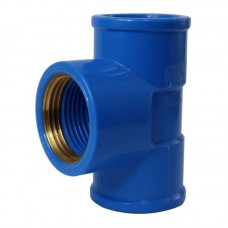 23658 - TÊ AZUL COM BUCHA DE LATÃO 25MM X 3/4