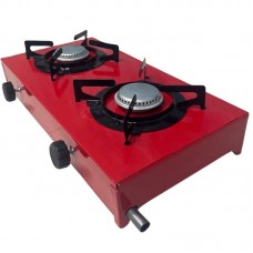 20718 - FOGÃO PORTÁTIL VERMELHO BAIXA PRESSÃO 2 BOCAS CAMPING/CAMINHONEIRO