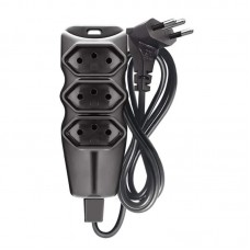 23757 - EXTENSÃO CABO PP 3 SAÍDAS 3X0,75MM² COM 5 METROS (2P+T) 10A BIVOLT PRETO MEGATRON