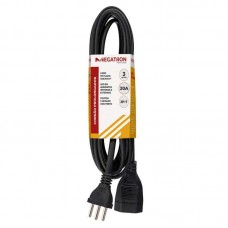23762 - EXTENSÃO CORDÃO PROLONGADOR PP 3X2,5MM² COM 3 METROS (2P+T) 20A BIVOLT PRETO MEGATRON
