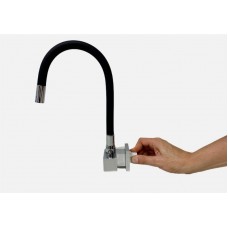 18790 - TORNEIRA FLEXÍVEL PRETA PARA COZINHA PIA 6168 DE PAREDE COM 1/4 DE VOLTA ALPHA