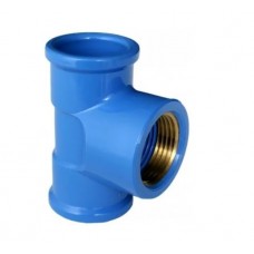 18887 - TÊ AZUL COM BUCHA DE LATÃO 25MM X 1/2